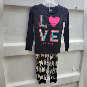 ❤️🩷❤️ Total Girl 7/8 penguin fleece winter pajama set.  Has flaws